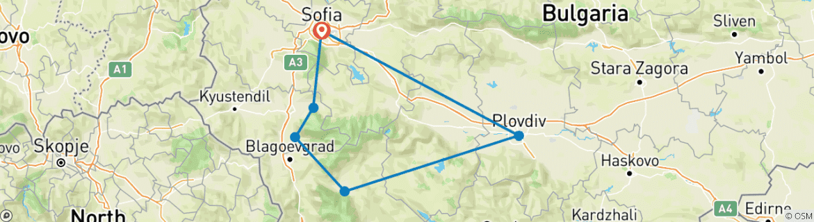 Image d'une carte montrant l'itinéraire du circuit