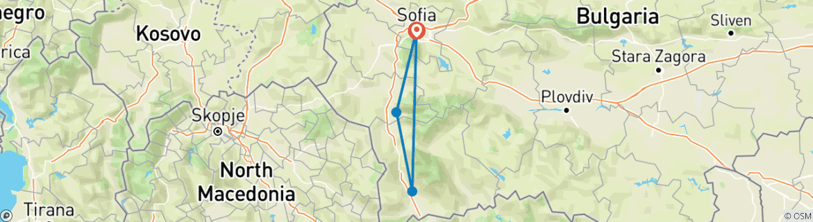 Image d'une carte montrant l'itinéraire du circuit