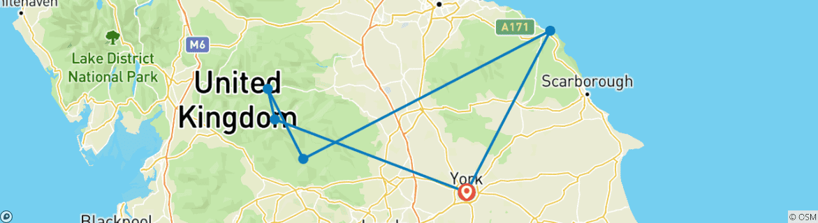 Foto van een kaart met de route van de rondreis