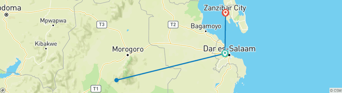 Image d'une carte montrant l'itinéraire du circuit