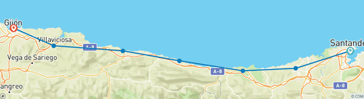 Image d'une carte montrant l'itinéraire du circuit