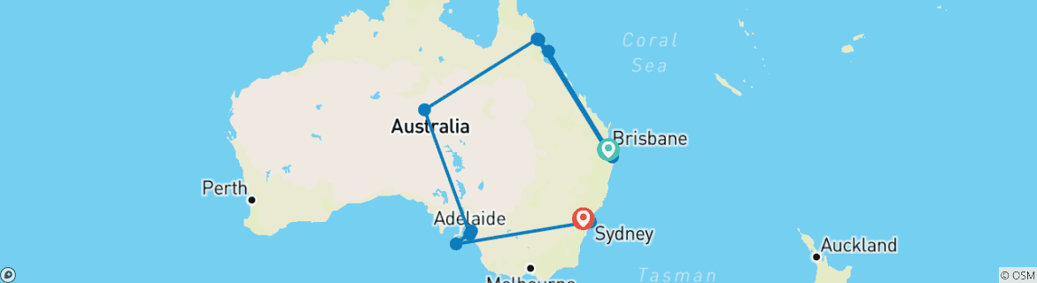 Foto van een kaart met de route van de rondreis