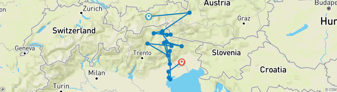 Karte mit der Reiseroute