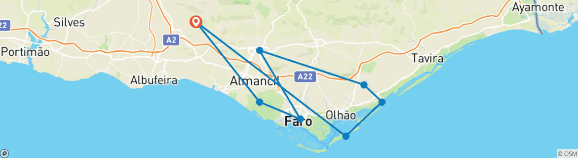 Image d'une carte montrant l'itinéraire du circuit