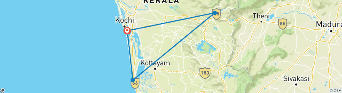 Foto van een kaart met de route van de rondreis