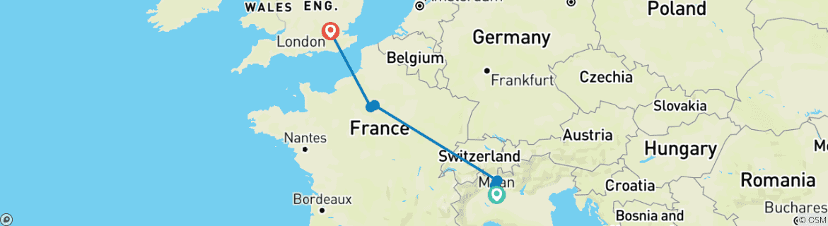 Image d'une carte montrant l'itinéraire du circuit