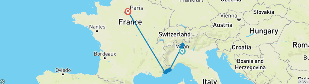 Image d'une carte montrant l'itinéraire du circuit