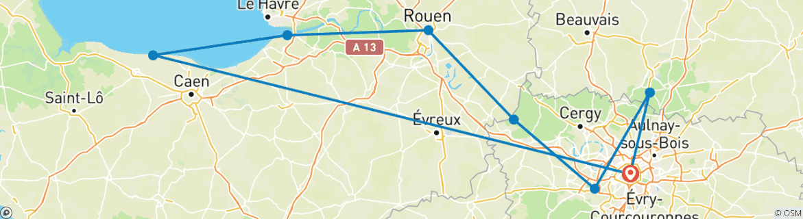 Foto van een kaart met de route van de rondreis