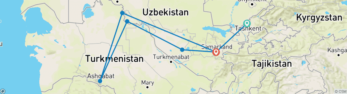 Image d'une carte montrant l'itinéraire du circuit