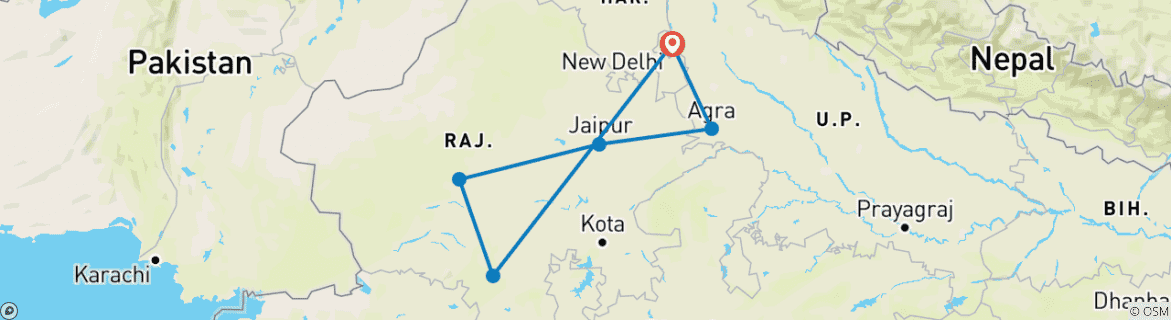 Karte mit der Reiseroute