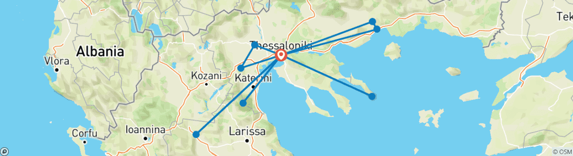 Image d'une carte montrant l'itinéraire du circuit