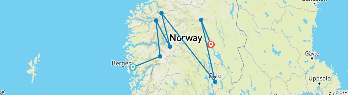 Image d'une carte montrant l'itinéraire du circuit