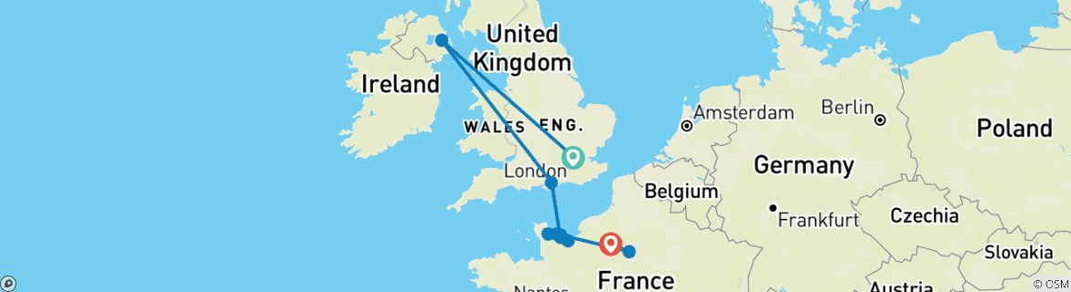 Image d'une carte montrant l'itinéraire du circuit