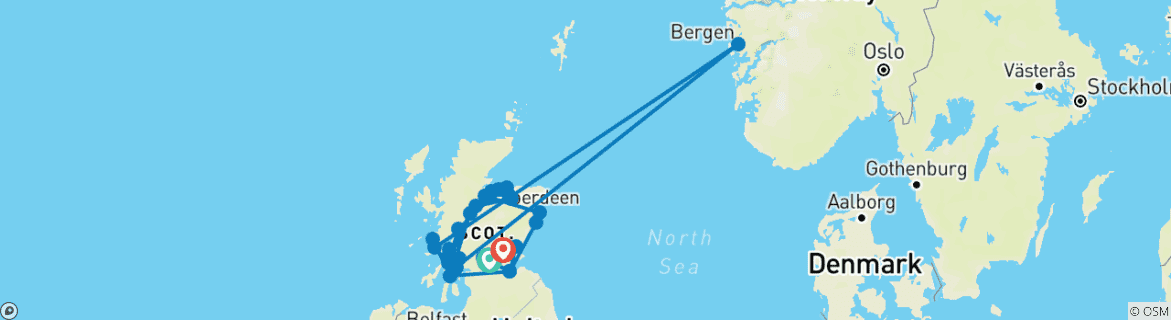 Karte von Herrschaftliches Schottland (28 Destinationen)