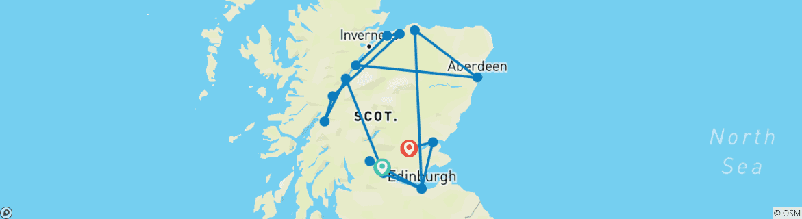 Karte mit der Reiseroute