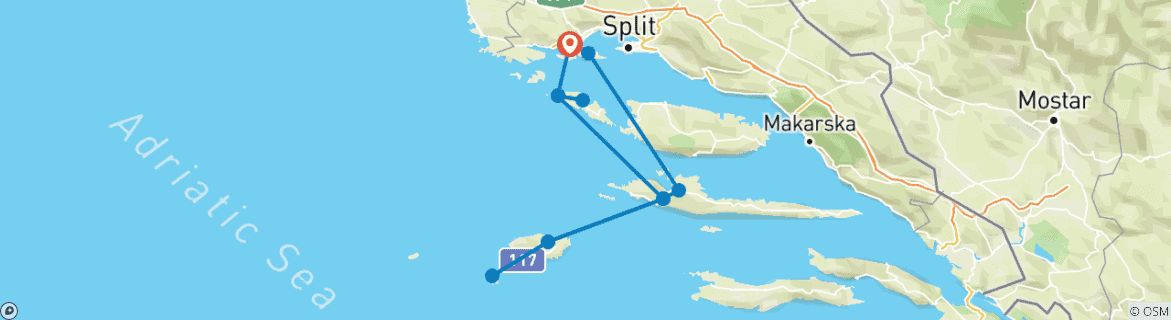 Image d'une carte montrant l'itinéraire du circuit