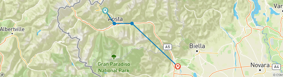 Karte mit der Reiseroute