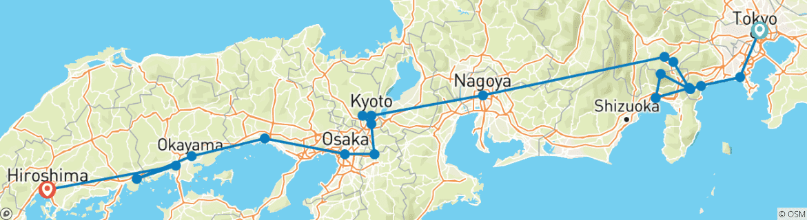 Image d'une carte montrant l'itinéraire du circuit