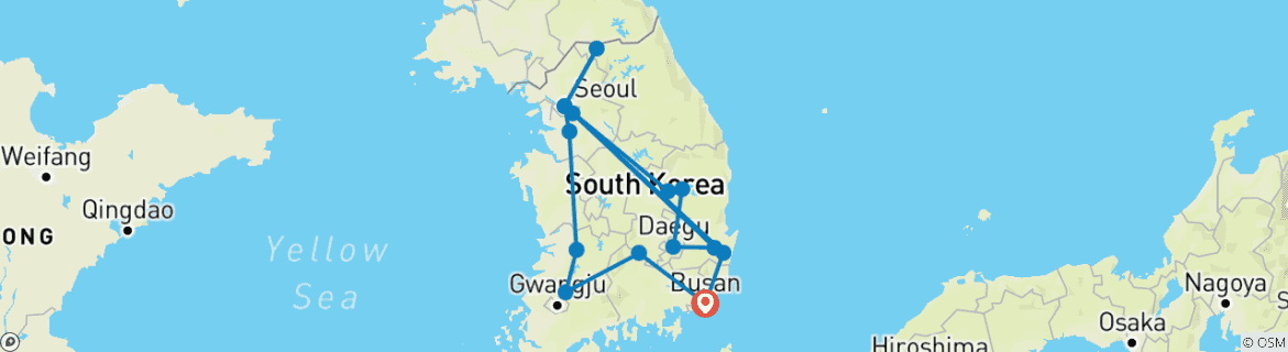 Karte mit der Reiseroute