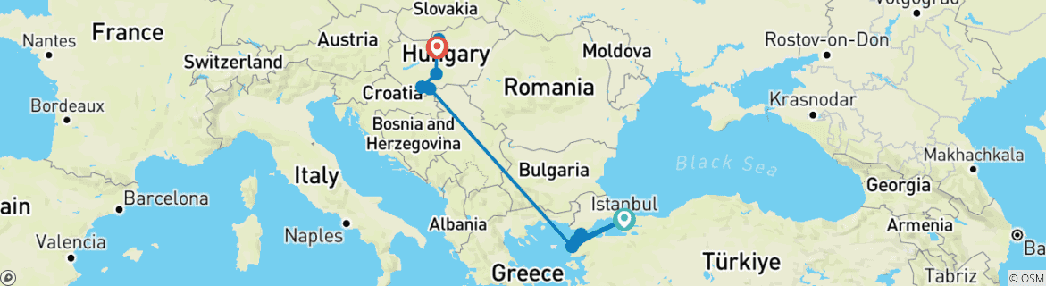 Image d'une carte montrant l'itinéraire du circuit