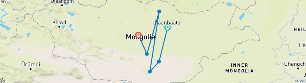 Image d'une carte montrant l'itinéraire du circuit