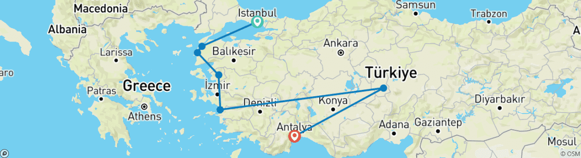 Image d'une carte montrant l'itinéraire du circuit