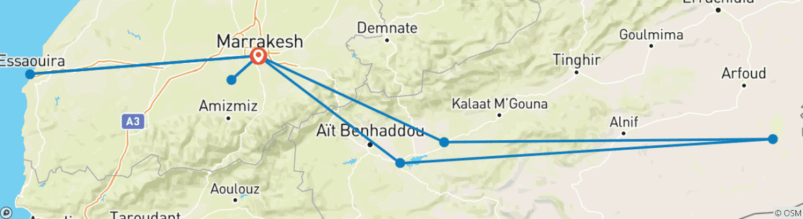 Karte mit der Reiseroute