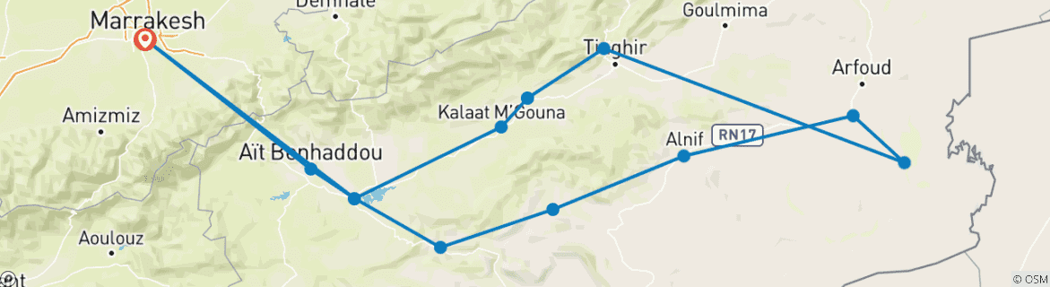 Imagen de un mapa que muestra la ruta del circuito