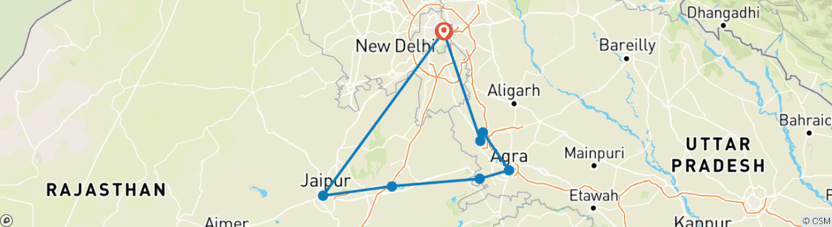 Karte mit der Reiseroute