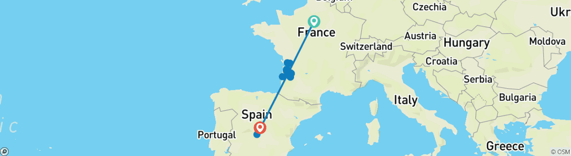 Image d'une carte montrant l'itinéraire du circuit