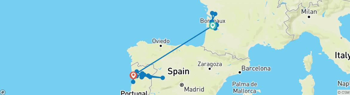 Image d'une carte montrant l'itinéraire du circuit