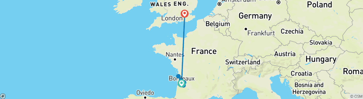 Karte mit der Reiseroute