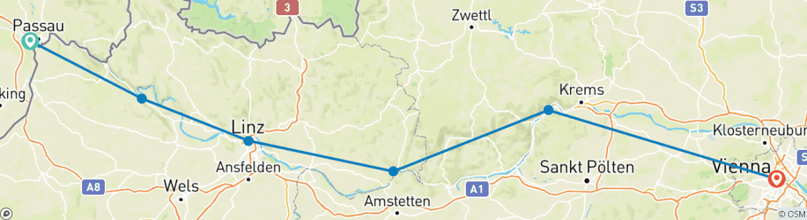 Image d'une carte montrant l'itinéraire du circuit