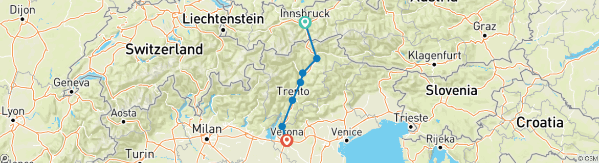 Image d'une carte montrant l'itinéraire du circuit