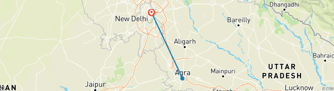 Foto van een kaart met de route van de rondreis