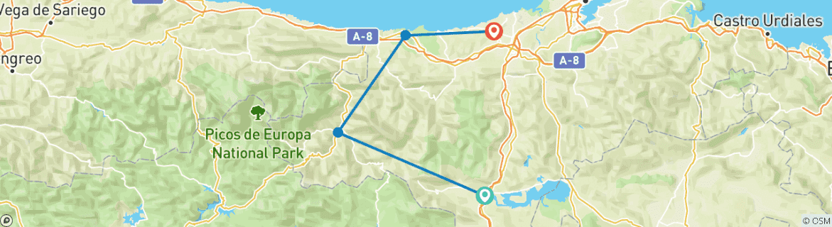 Image d'une carte montrant l'itinéraire du circuit