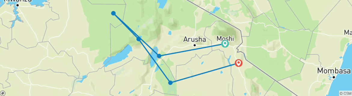 Image d'une carte montrant l'itinéraire du circuit