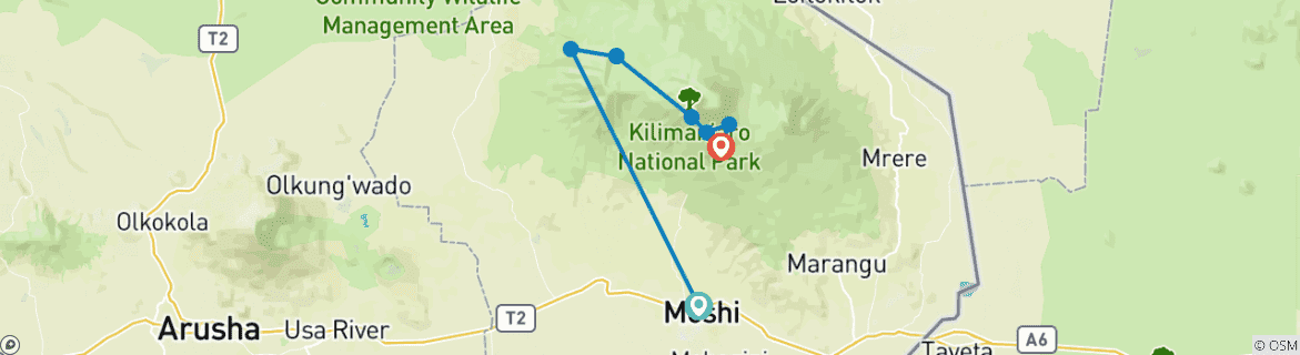 Image d'une carte montrant l'itinéraire du circuit