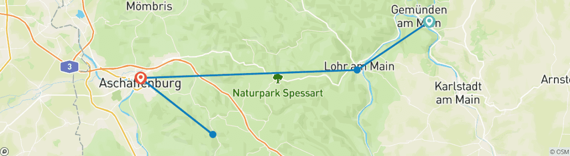 Image d'une carte montrant l'itinéraire du circuit