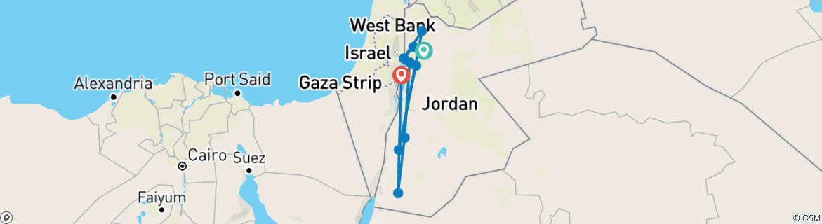 Karte mit der Reiseroute