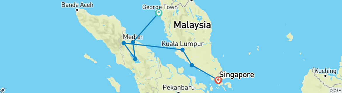 Image d'une carte montrant l'itinéraire du circuit