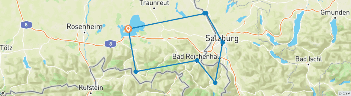 Image d'une carte montrant l'itinéraire du circuit