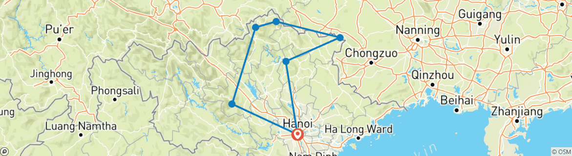 Foto van een kaart met de route van de rondreis