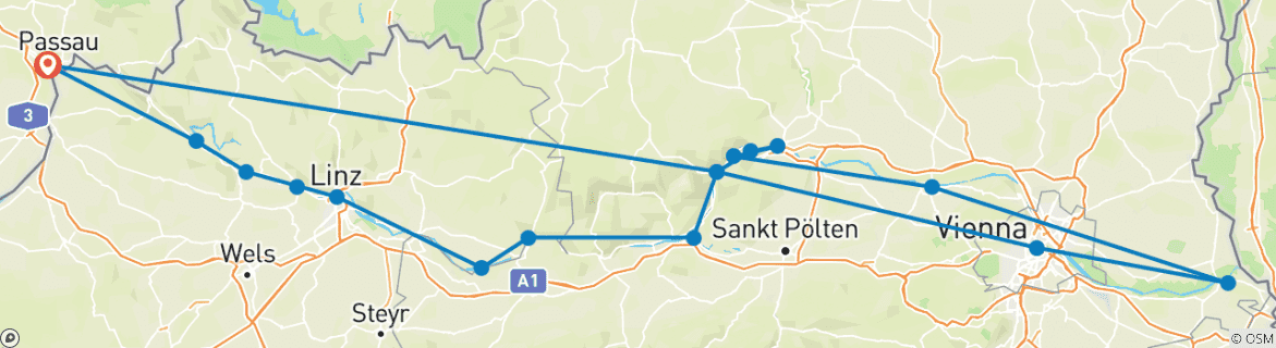 Foto van een kaart met de route van de rondreis