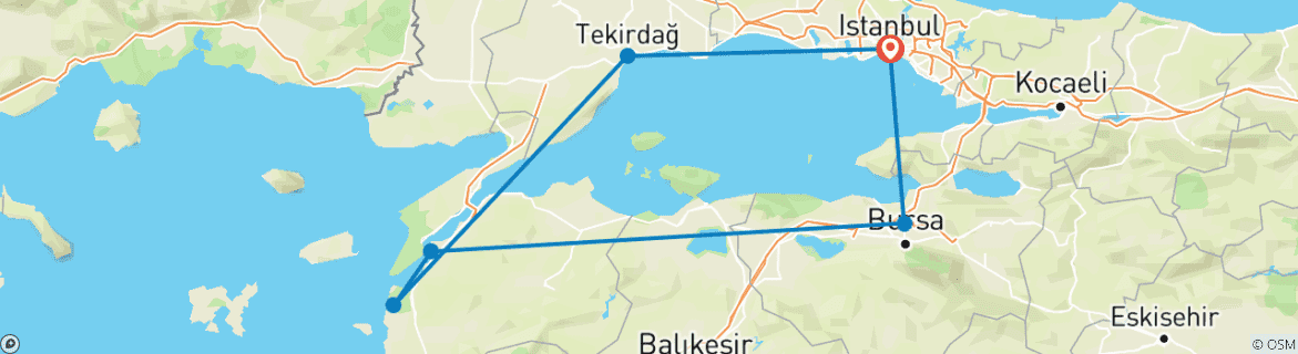 Karte mit der Reiseroute