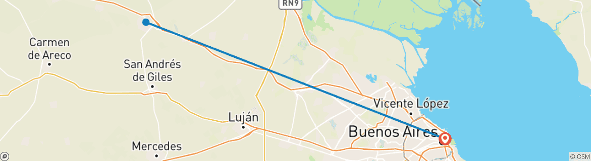 Image d'une carte montrant l'itinéraire du circuit