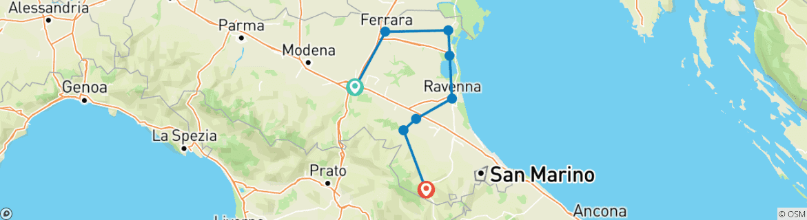 Foto van een kaart met de route van de rondreis