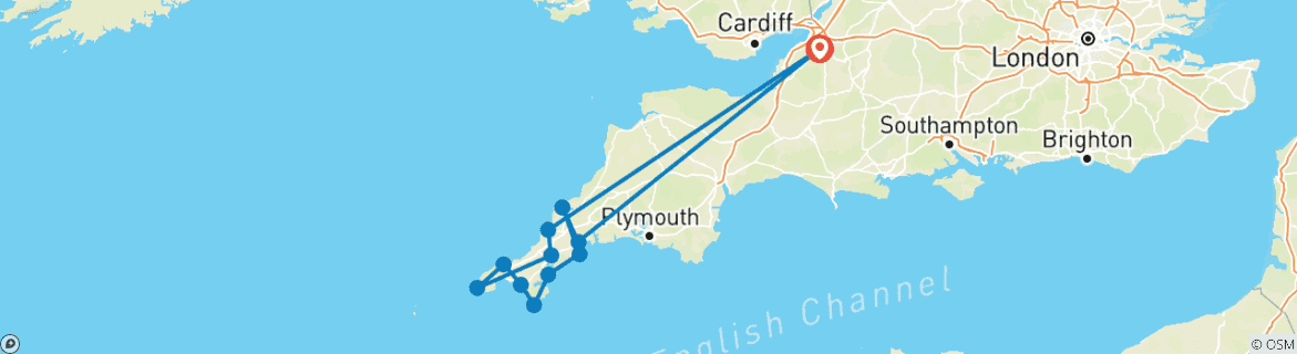 Karte mit der Reiseroute