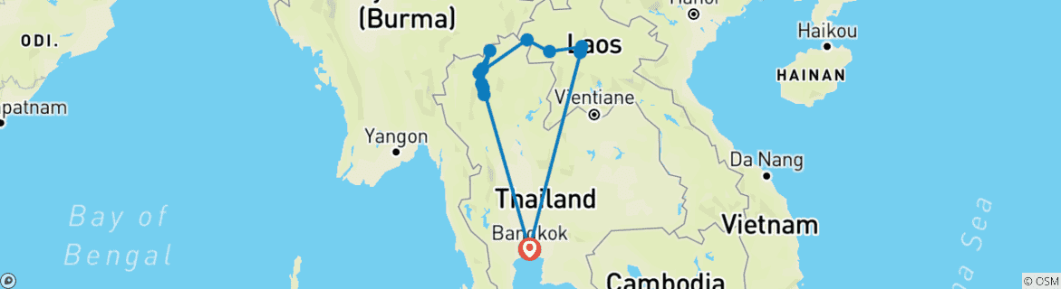 Karte mit der Reiseroute