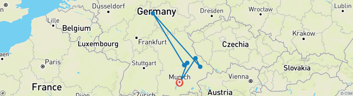 Foto van een kaart met de route van de rondreis